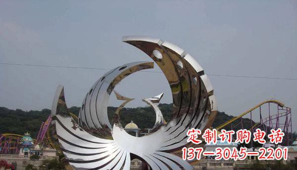 温州广场不锈钢抽象凤凰雕塑 (2)