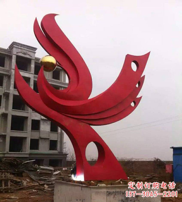 温州广场不锈钢抽象凤凰雕塑_1