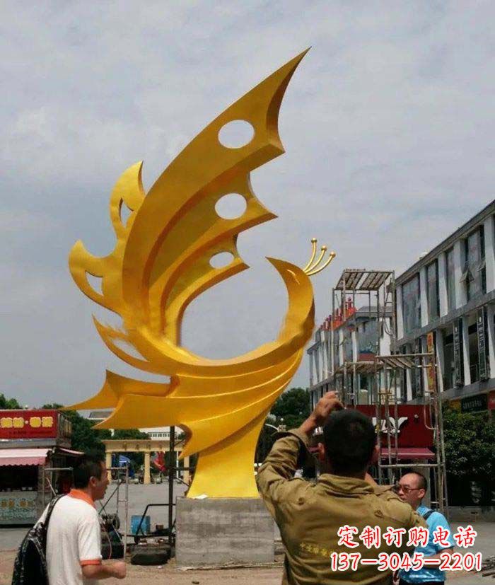 温州广场不锈钢抽象凤凰雕塑1