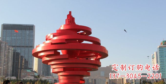 温州不锈钢抽象火炬雕塑,展现活力与坚强