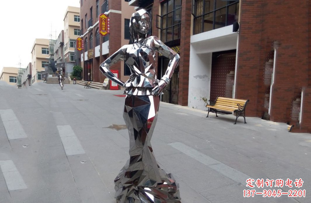 温州以美丽的姿态展示不锈钢美女雕塑