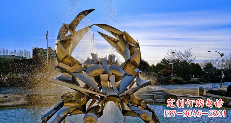 温州广场不锈钢抽象螃蟹喷泉景观雕塑