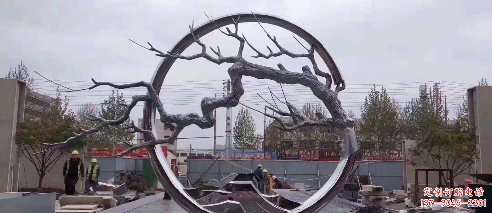 温州广场不锈钢抽象树枝雕塑