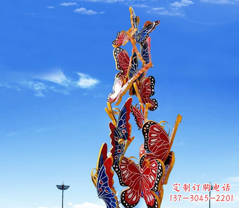 温州广场不锈钢大型彩绘蝴蝶雕塑