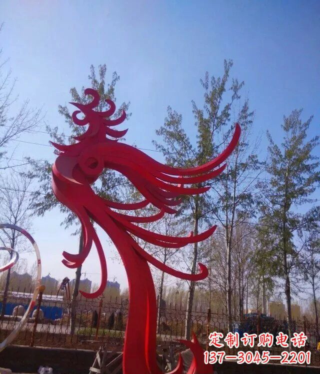 温州广场不锈钢大型抽象凤凰雕塑