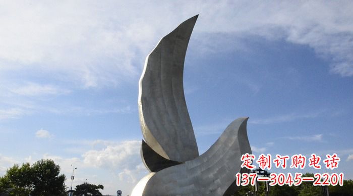 温州广场不锈钢大型抽象和平鸽雕塑