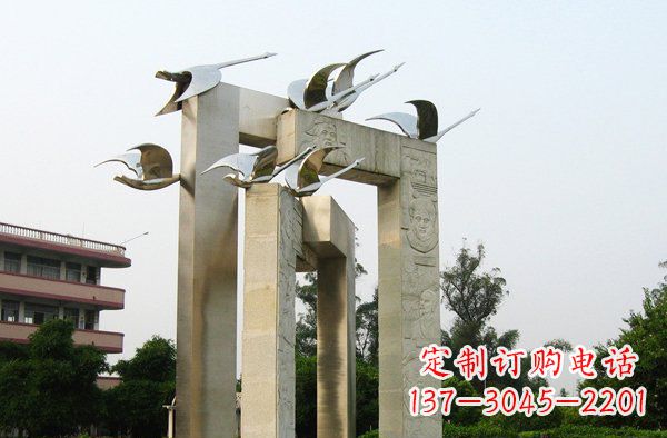 温州展现自然之美的不锈钢大雁动物雕塑
