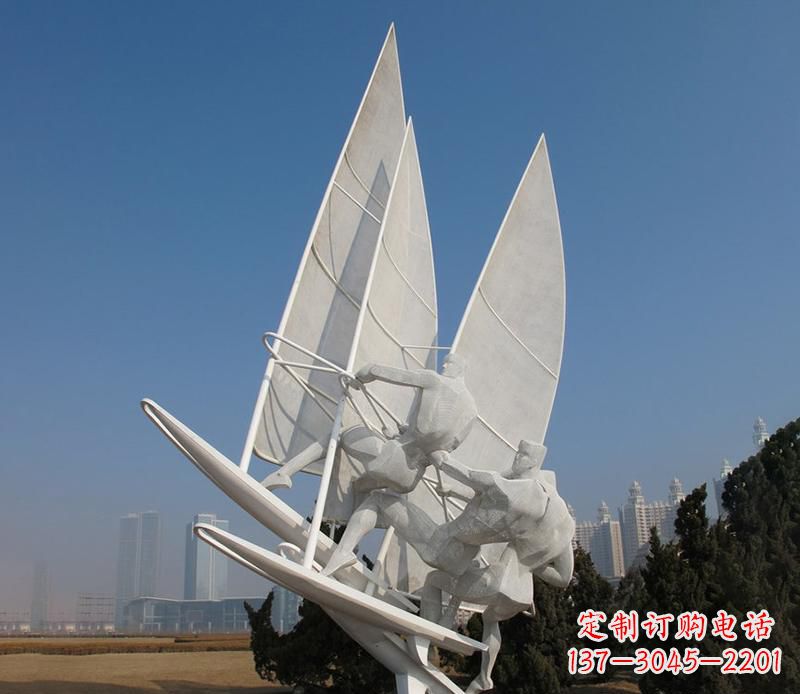 温州广场不锈钢帆船比赛运动雕塑