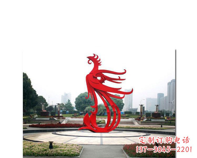 温州古韵雕塑:不锈钢飞翔凤凰雕塑
