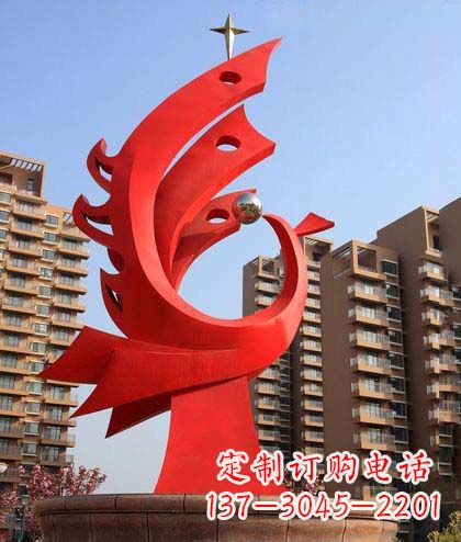 温州广场不锈钢凤凰明珠抽象雕塑