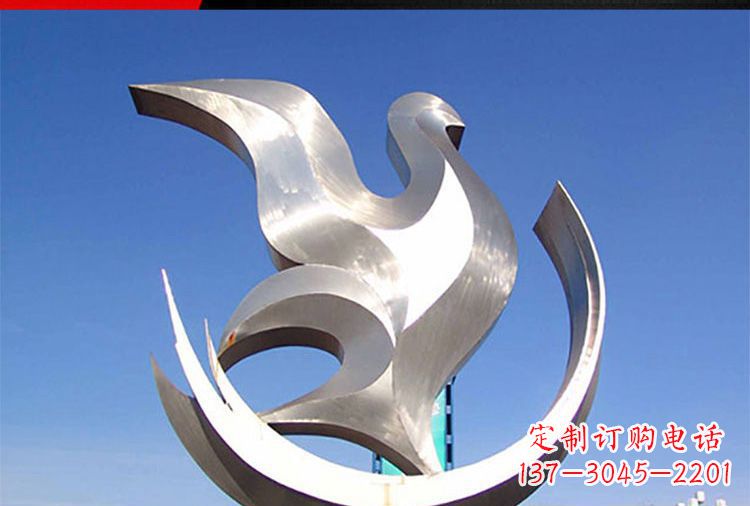 温州雕刻工艺制作的精美不锈钢鸽子摆件