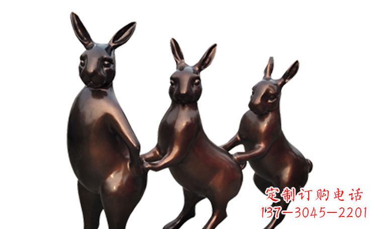 温州广场不锈钢光面兔子动物雕塑