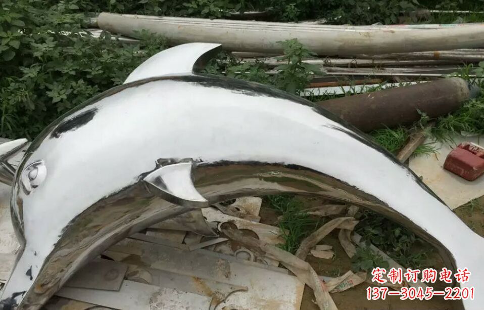 温州广场不锈钢海豚雕塑 (2)