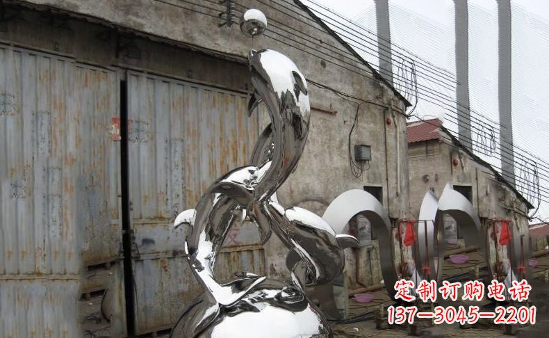 温州广场不锈钢海豚雕塑
