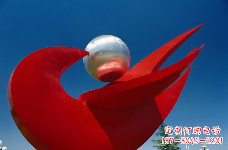 温州广场不锈钢和平鸽明珠雕塑 (2)