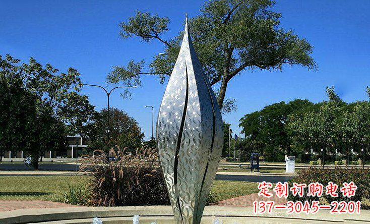 温州广场不锈钢花骨朵喷泉雕塑