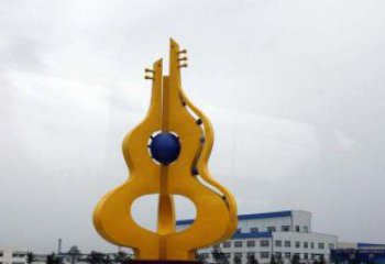 温州中领雕塑：葫芦琵琶不锈钢雕塑
