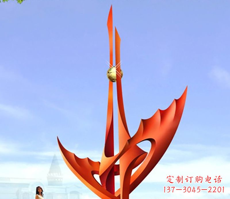 温州广场不锈钢火炬抽象雕塑