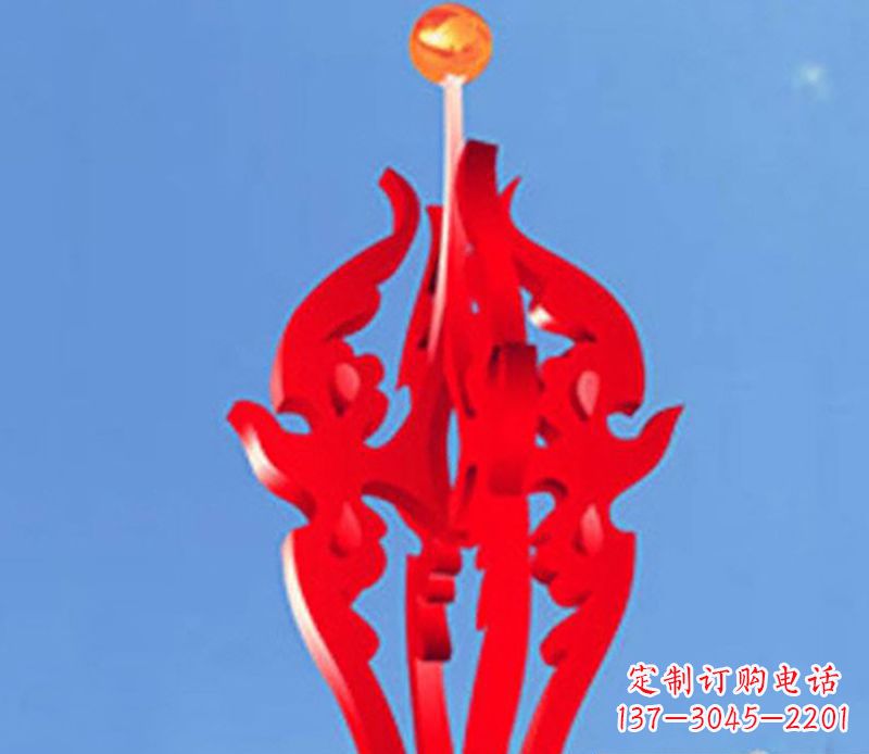 温州中领雕塑出品:不锈钢火苗抽象雕塑