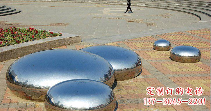 温州广场不锈钢镜面水滴雕塑 (2)