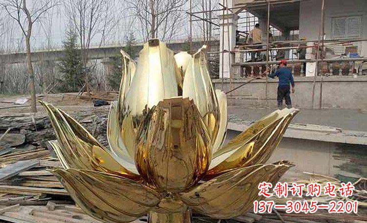 温州超大型不锈钢莲花雕塑,惊艳定制空间