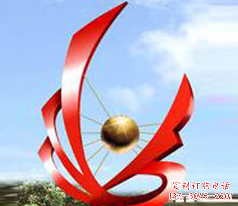 温州让风带来梦想——中领雕塑飘带球网景观雕塑