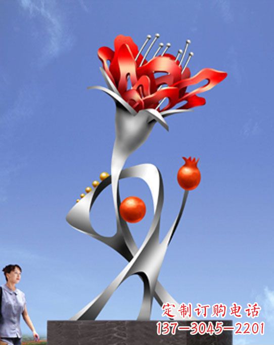 温州精美不锈钢石榴花雕塑,震撼了审美的眼睛