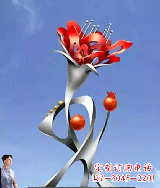 温州引以为傲的不锈钢石榴雕塑