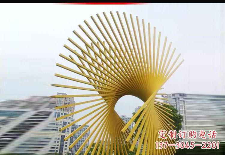 温州广场不锈钢树枝扇形景观雕塑