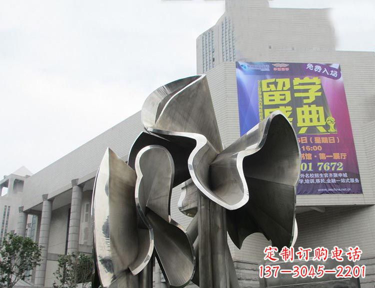 温州全新不锈钢荷叶雕塑,缔造完美景观