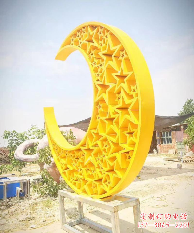 温州广场不锈钢五星月亮雕塑