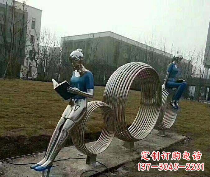 温州环绕书香之美的不锈钢圆环雕塑