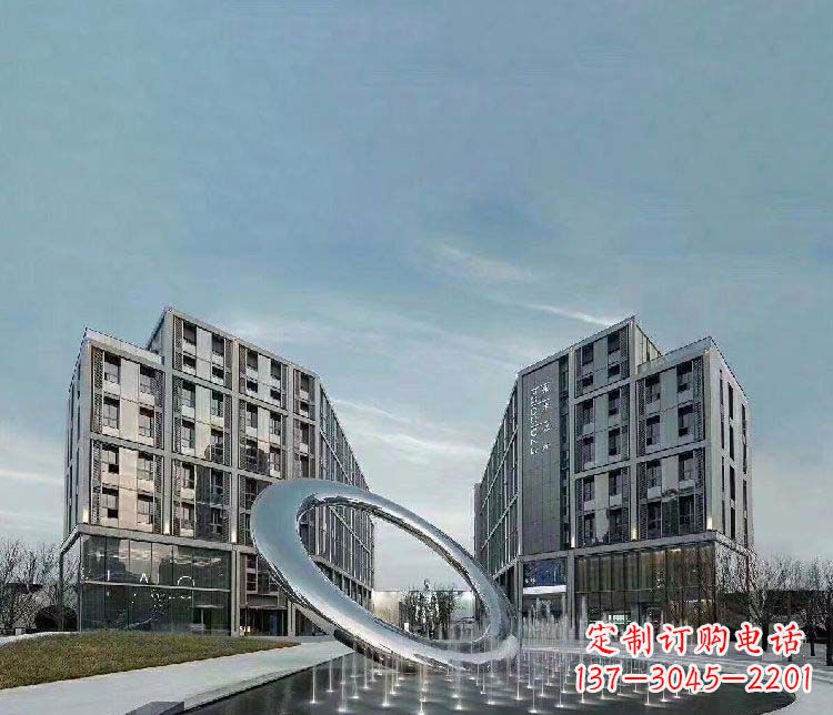 温州广场不锈钢圆环景观雕塑1