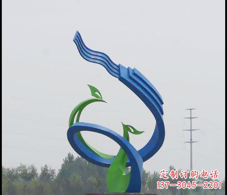 温州完美锻造,彩色不锈钢抽象凤凰雕塑