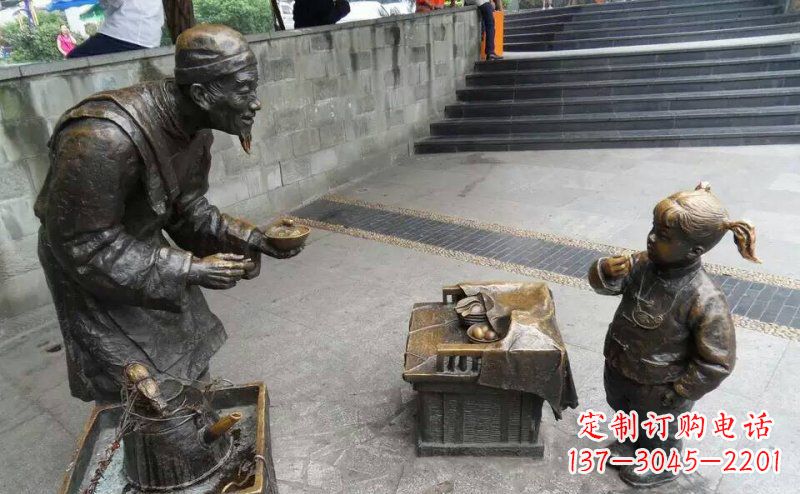 温州小女孩铜雕,古朴优雅
