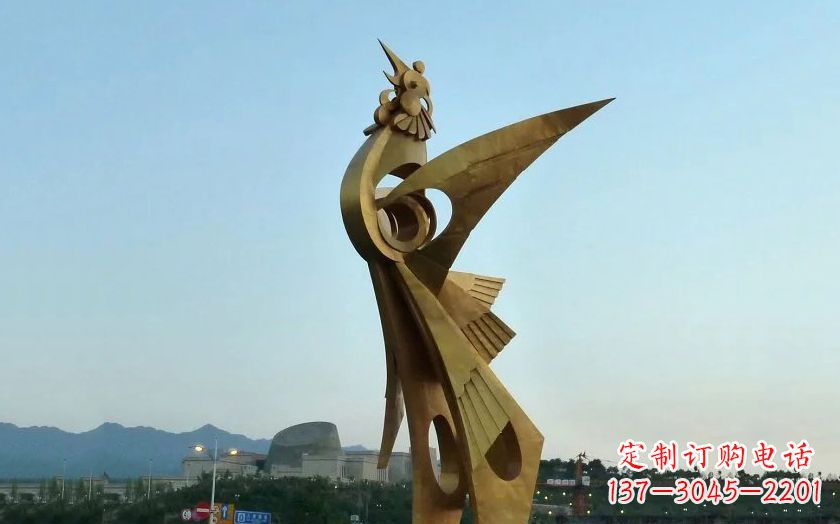 温州广场抽象不锈钢凤凰雕塑
