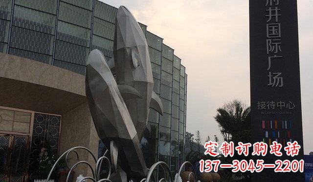 温州广场抽象海豚不锈钢雕塑