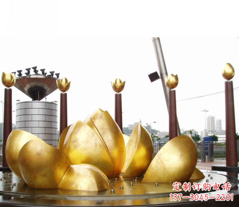 温州全新设计!中领雕塑莲花抽象广场雕塑
