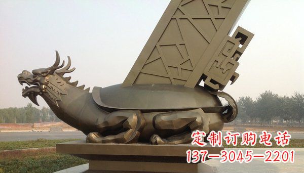 温州广场抽象龙龟动物铜雕