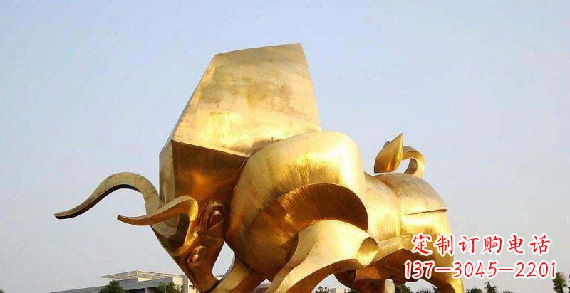 温州广场抽象牛动物铜雕