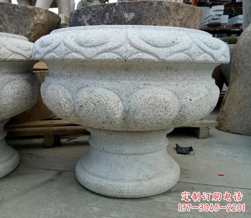 温州中领雕塑精美大理石花盆雕塑