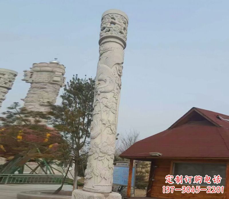 温州广场大理石龙柱景观石雕_1