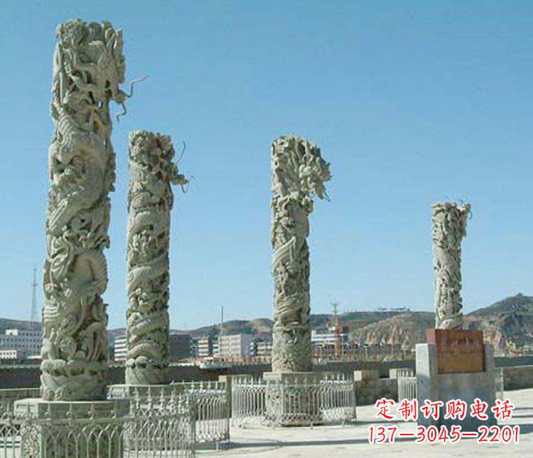 温州中领雕塑的大理石盘龙柱景观石雕