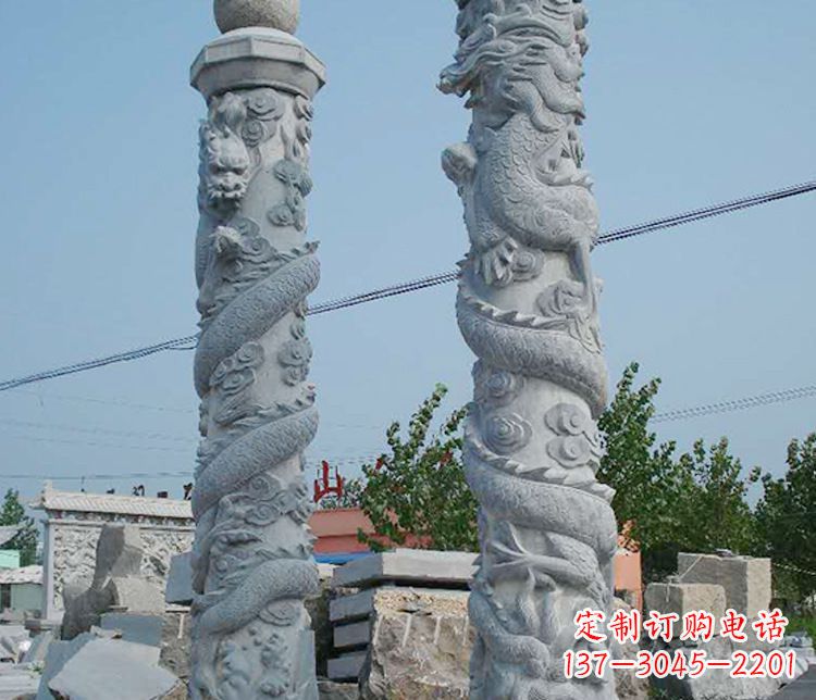 温州高级雕刻工艺的大理石盘龙柱