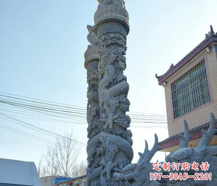 温州精美广场大理石龙柱雕塑
