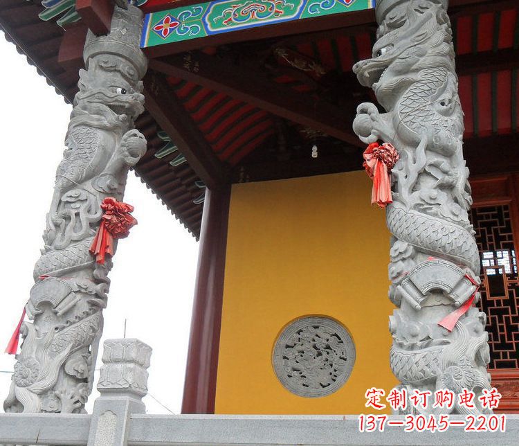 温州精美大理石龙柱雕塑