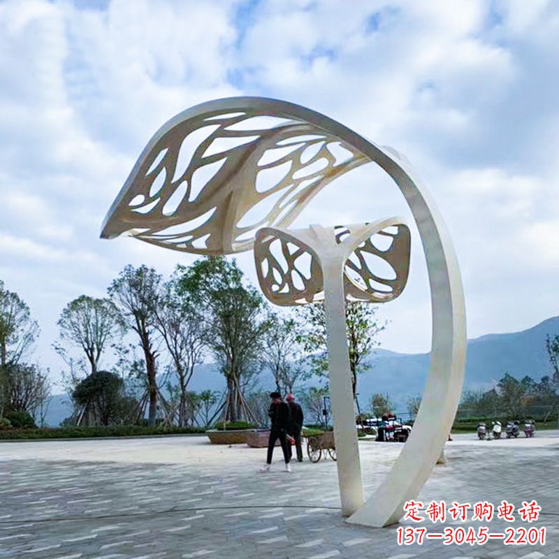 温州精致的不锈钢树叶雕塑