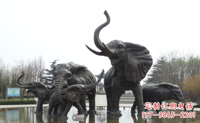 温州广场仿真大象玻璃钢动物雕塑