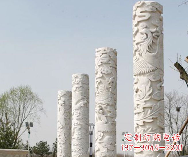 温州尊贵优雅,凤凰浮雕龙柱景观石雕