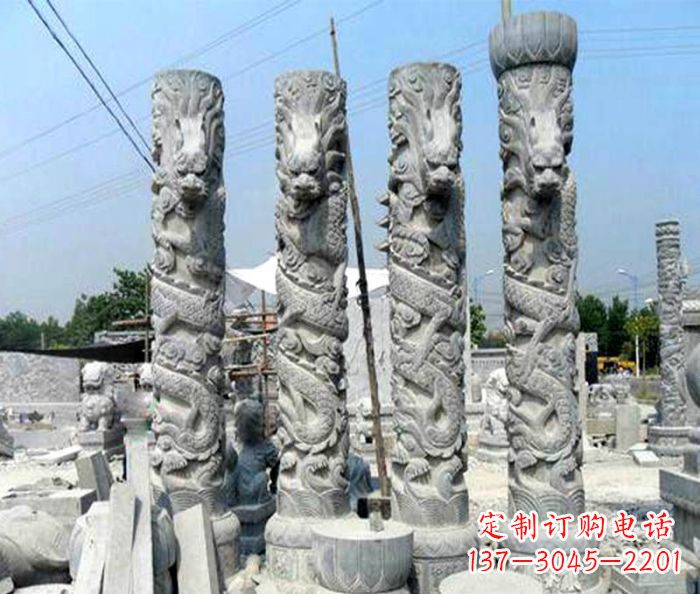 温州广场景观大理石龙柱石雕 (4)